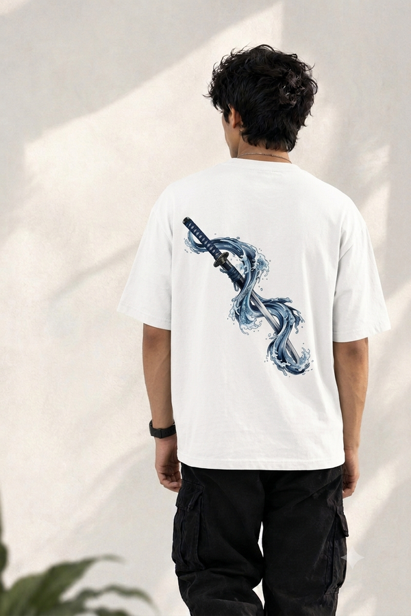Blue Dragon Print Oversized Tee