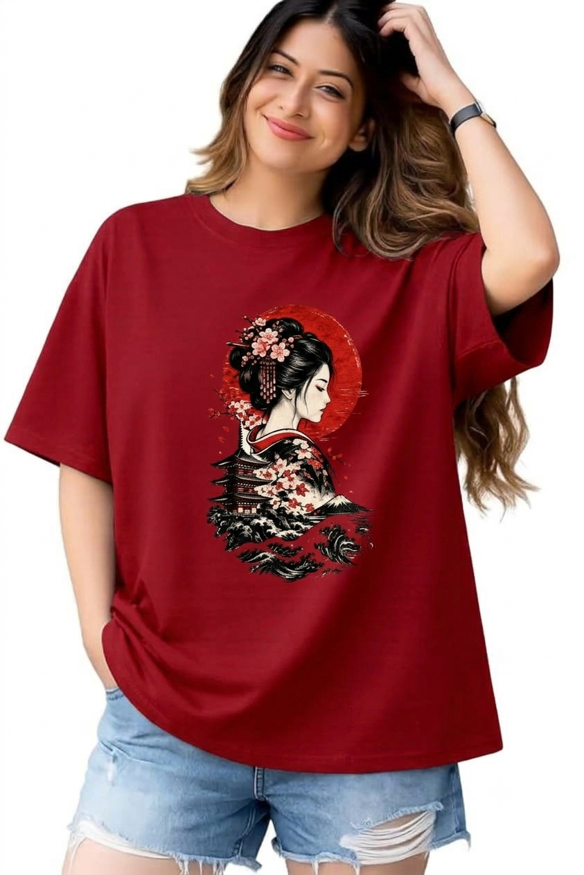 Japanese Geisha Print Unisex T-Shirt